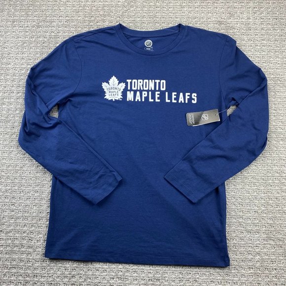 Toronto Maple LEAFS Shirt Men Medium M Navy Blue Long Sleeve T-Shirt NHL Hockey - Picture 1 of 10